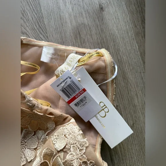 bronx and banco jasmine 3d floral applique lace strapless maxi dress gown XS NEW - Picture 11 of 17